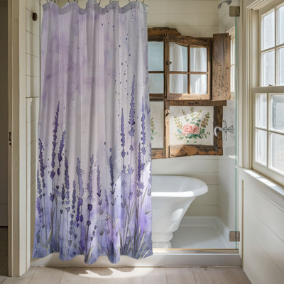 Rideau de douche standard 1 pièce Watercolor Purple Meadows