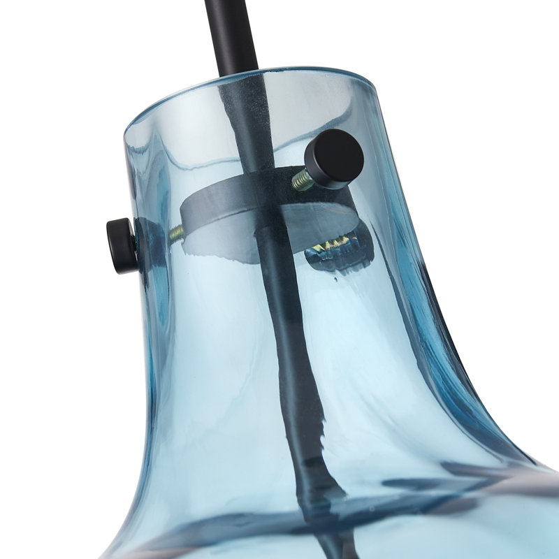 Luminaire suspendu réglable en verre martelé à 1 lumière Arata, Bleu