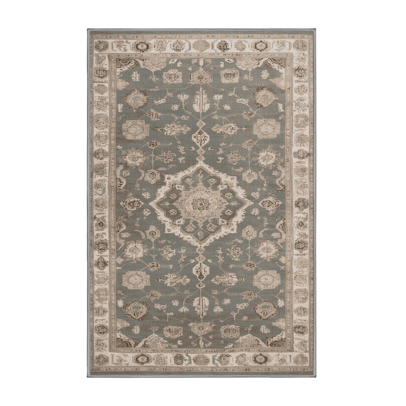 Tapis gris Afyon lavable à la machine, Rectangulaire 7 pi x 10 pi