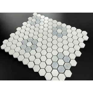 Carreau de mosaïque en marbre et en nid d'abeille 1 po x 1 po Thassos