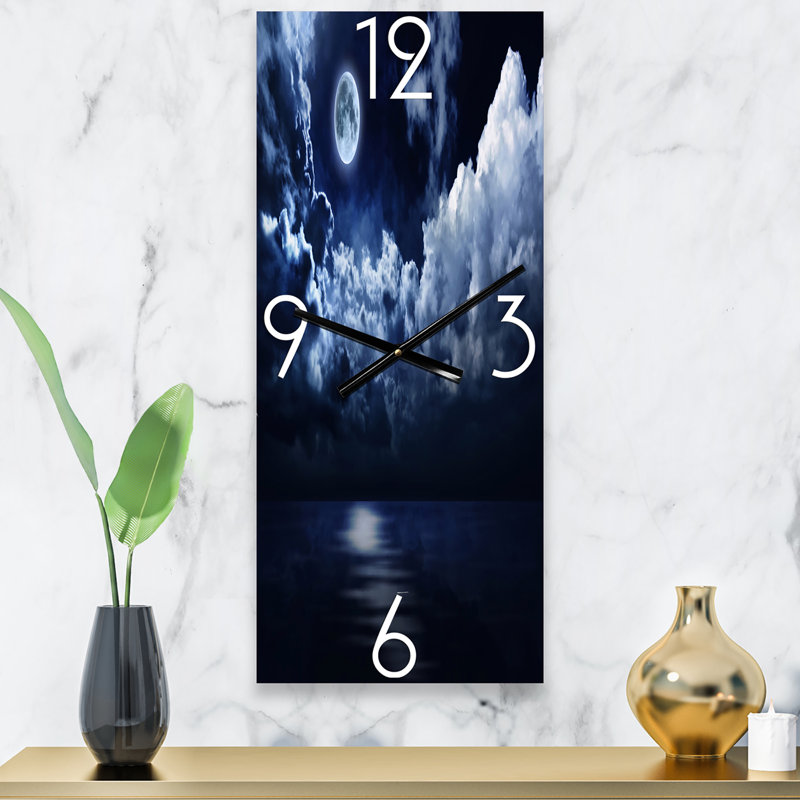 Pleine lune dans le ciel nocturne nuageux - Horloge murale moderne, Grand