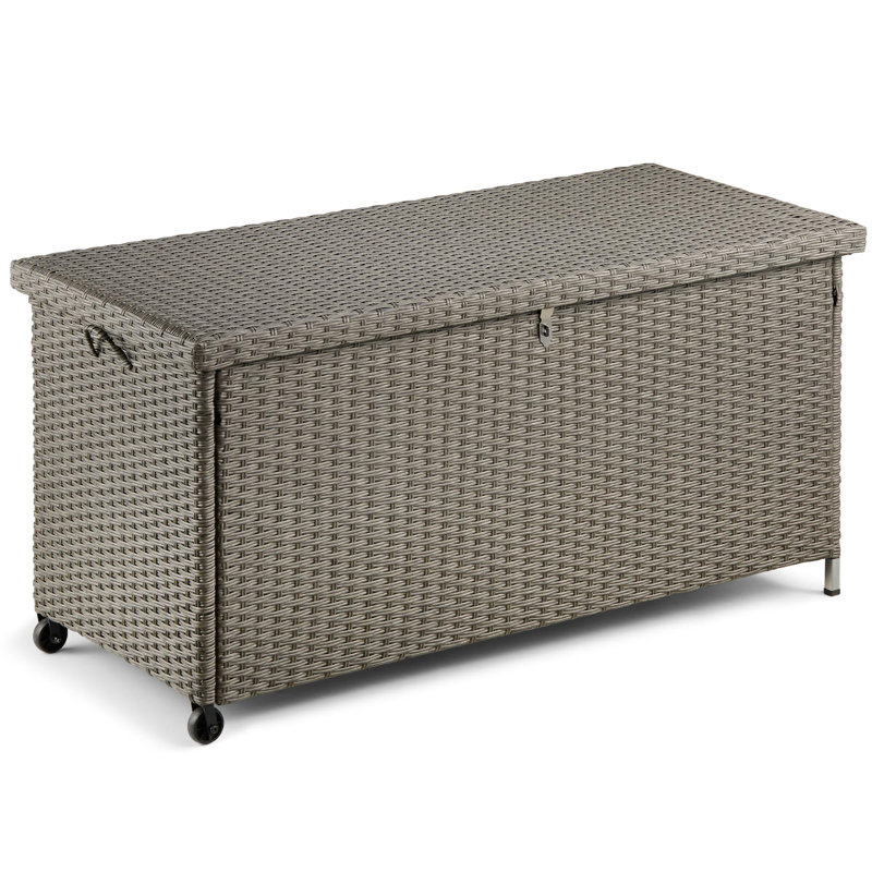 VonHaus 117cm W 290L Water Resistant Lockable Deck Box with Wheels in Grey