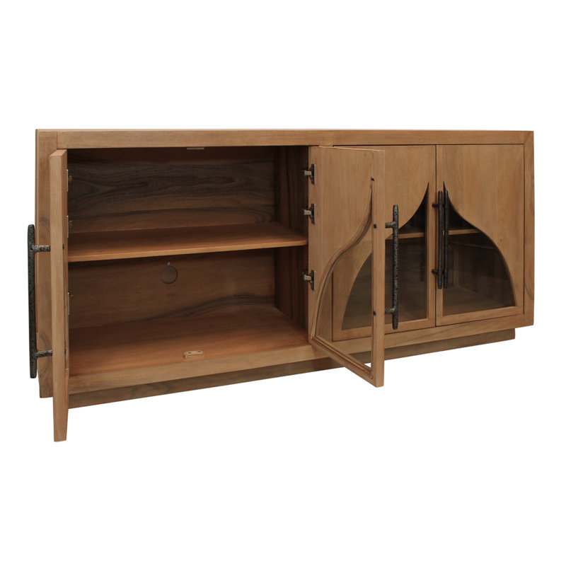 Buffet en bois massif 4 portes Kate, Naturel