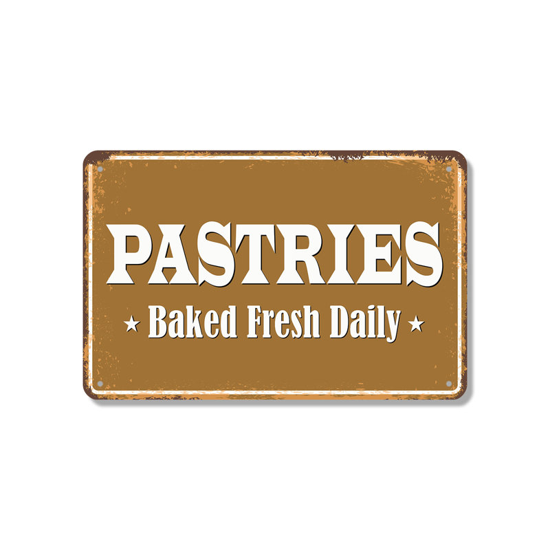 Enseigne de fantaisie en aluminium 18 po x 24 po Pastries Street, H 18 po x l 24 po x P 0,1 po