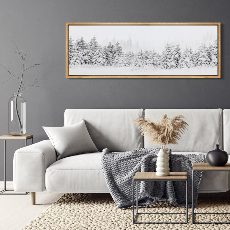 «Winter Wonderland Snowy Pine Forest Nature Landscape», reproduction d'art sur toile, H 20 po x l 60 po, Natural