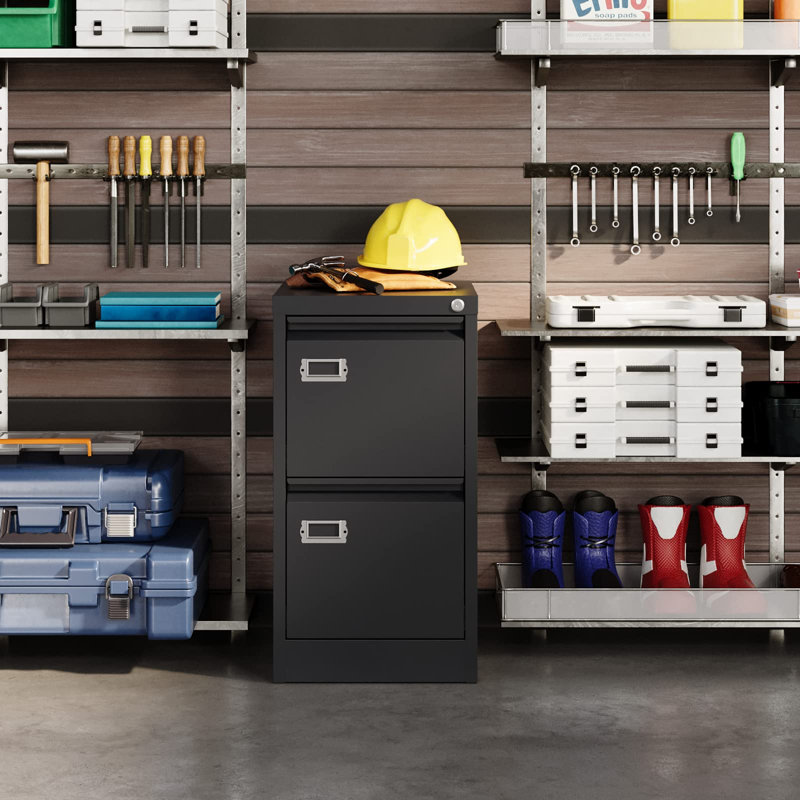15.1'' Wide 2 -Drawer Steel File Cabinet, Black