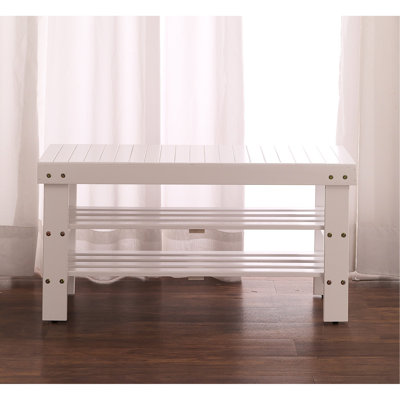 Quality White Finish Solid Wood Shoe Bench With Shelf - And Functional Product Robust Build, Easy To Assemble