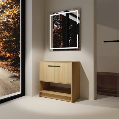 Meuble-lavabo de salle de bain autoportant en contreplaqué avec 2 portes, facile à assembler et à gratter, design américain, meuble-lavabo en chêne Dazzle, résistant à l'eau, scintillant