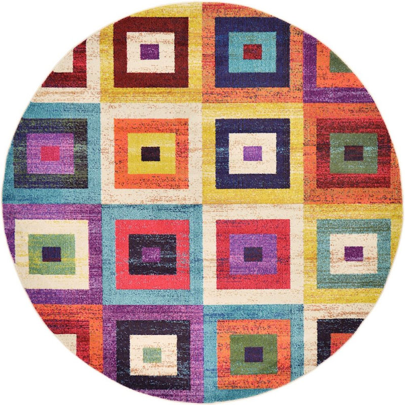 Abstract Indoor Rug, Round 6'