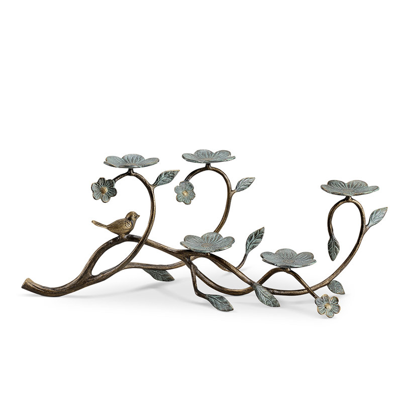 Bougeoir oiseau et fleurs