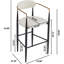 2 tabourets de bar à hauteur de comptoir - Structure en cuir de polyuréthane beige et structure en fer avec structure robuste