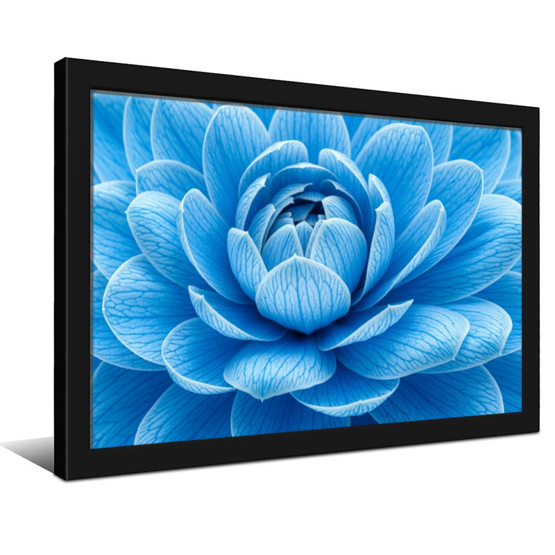 Plantes et fleurs, motif de pétales de fleurs bleues, H 16 po x l 24 po, Reproduction encadrée d'une seule photo sans pass