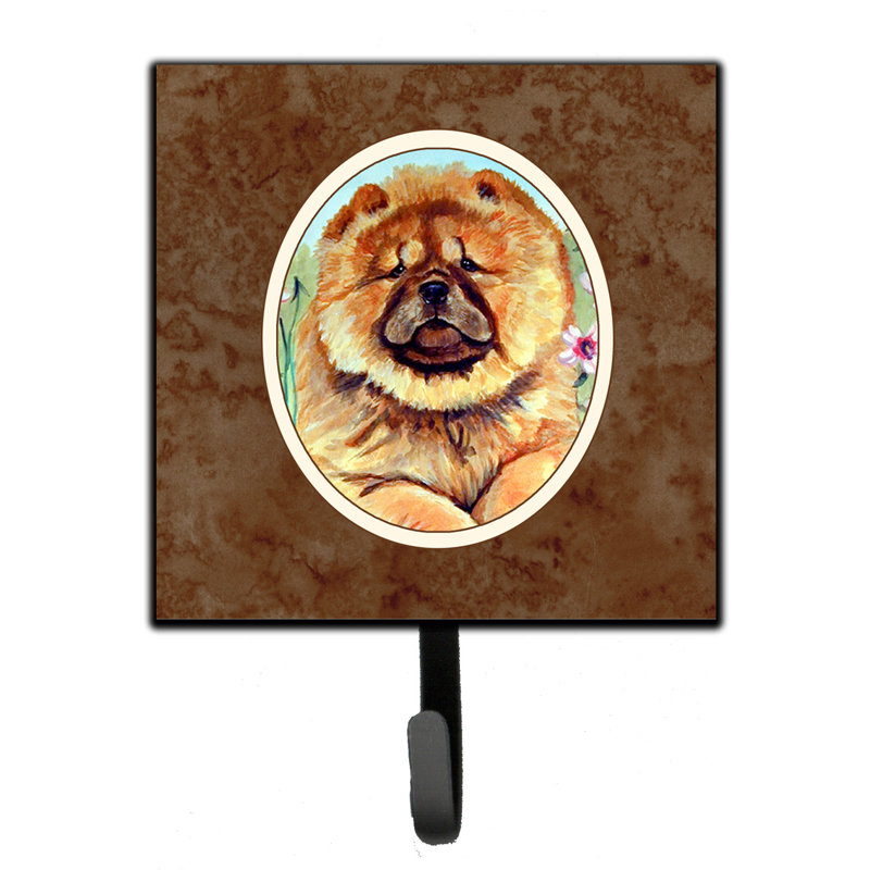 Organisateur de clés murales avec crochets clés french bouledogue Pelin, Orange foncé / vert / brun, Chow-chow