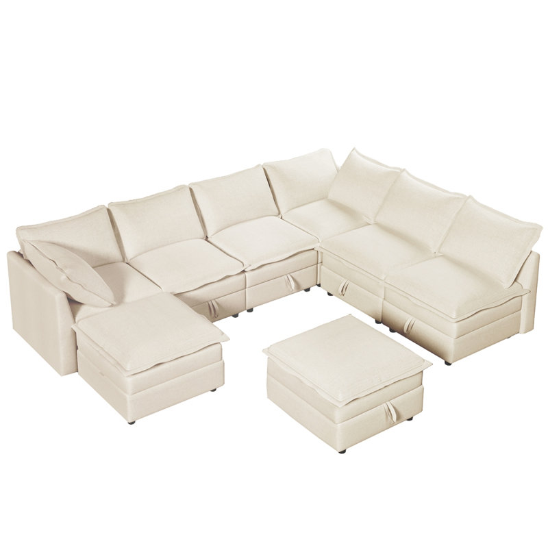 Canapé-lit modulaire polyvalent 8 pièces avec rangement Stylish Style, Beige