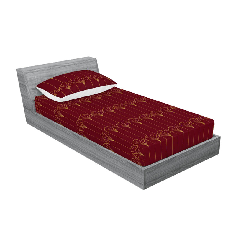 Microfiber Geometric Sheet Set, Burgundy, Twin Sheet Set with 1 Pillowcase