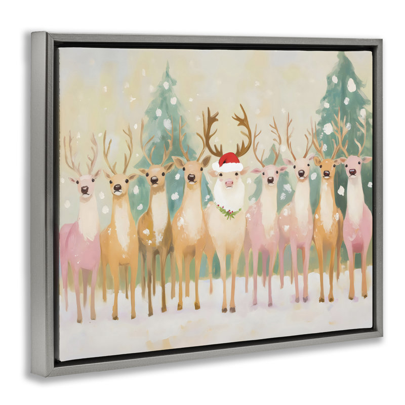 Cadre flottant pastel renne, design par Arlington Prints, Cadre flottant gris lustré, H 17 po x l 21 po