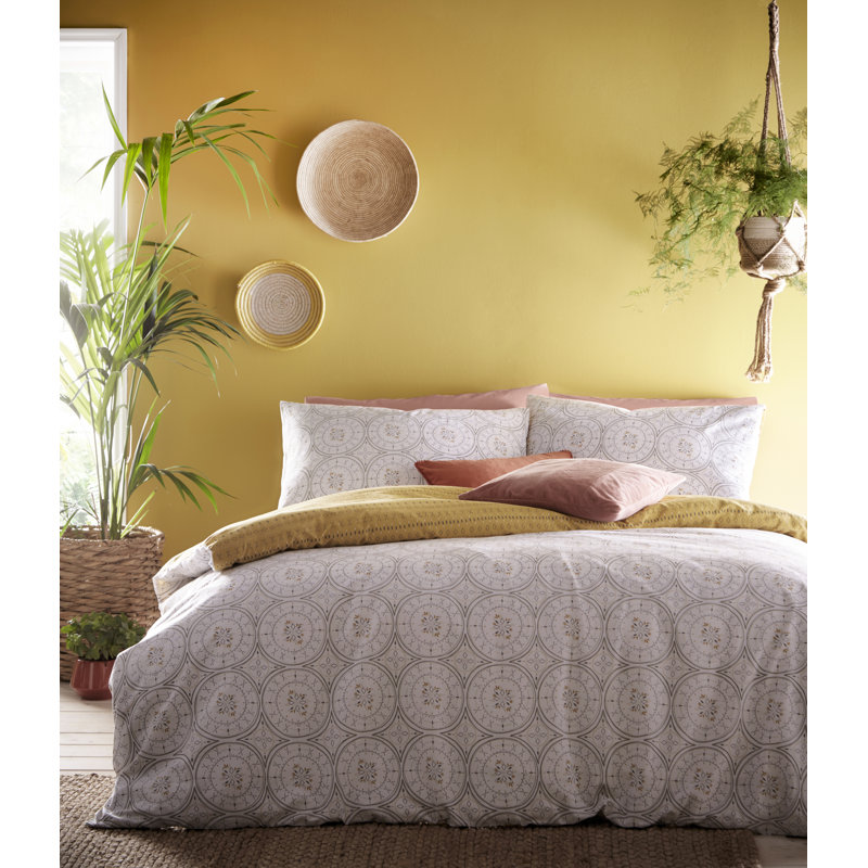 Cotton Blend Geometric Shapes Duvet Cover Set with Pillowcases, Super King Duvet Cover + 2 Standard Pillowcases