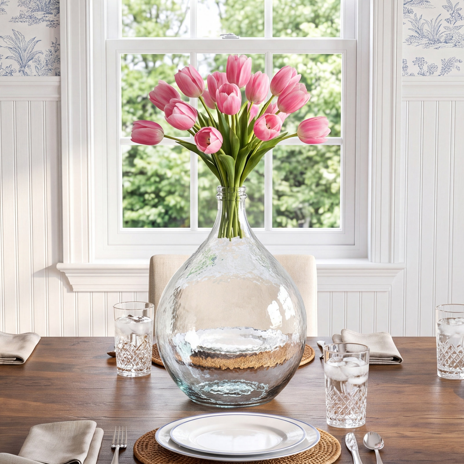 Harissa 20.5'' Handmade Glass Table Vase, Clear