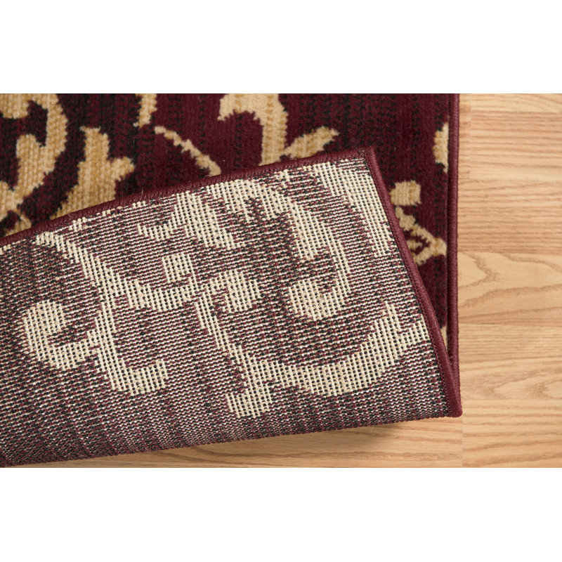 Tapis bourgogne / beige Rosanna, 2 pi 3 po x 7 pi 2 po
