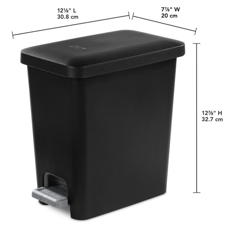2.7 Gallon Step On Trash Can Sets, Black