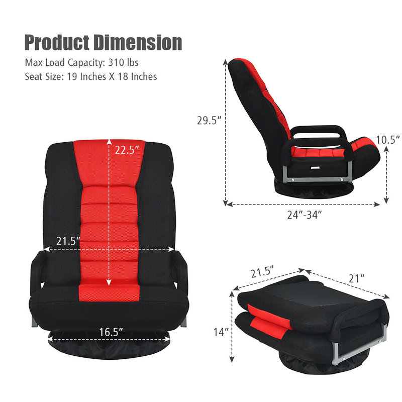 Latitude Run® Reclining Swiveling Game Chair, Black/Red