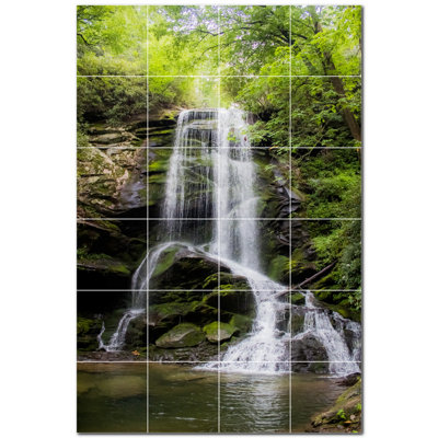 Waterfalls Photo 12'' x 12'' Satin Ceramic Decorative Mural