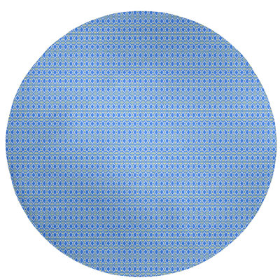 Tapis bleu à carreaux géométriques