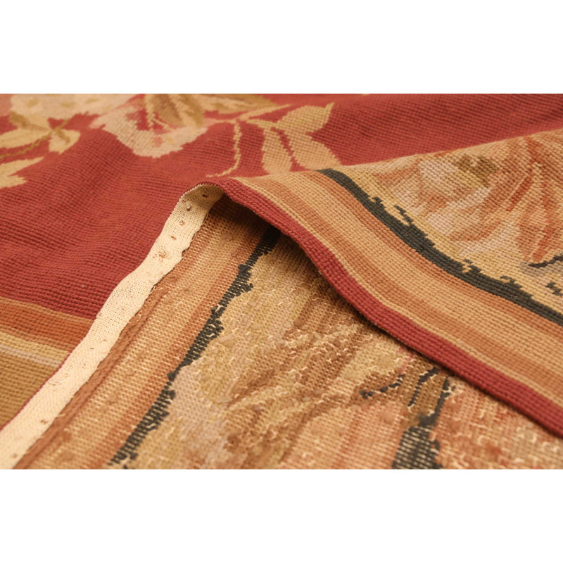 Tapisserie française rouge foncé Kilim 9 pi 7 po x 13 pi 9 po