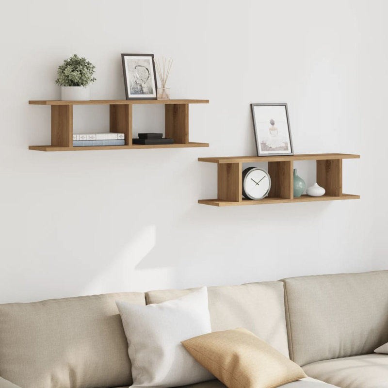 Averyonna 2 Piece Floating Shelf, Old Wood, 20cm H x 105cm W x 18cm D