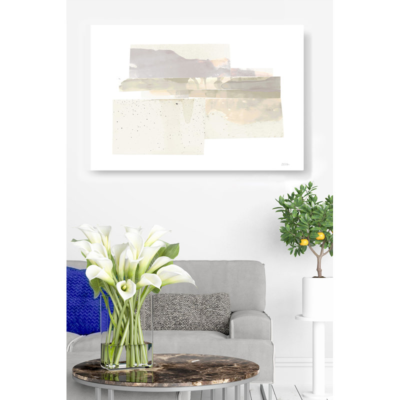 Rectangles abstraits, brun clair, sur fond blanc, gris, neutre, brun, occidental, H 24 po x l 36 po x P 1,5 po