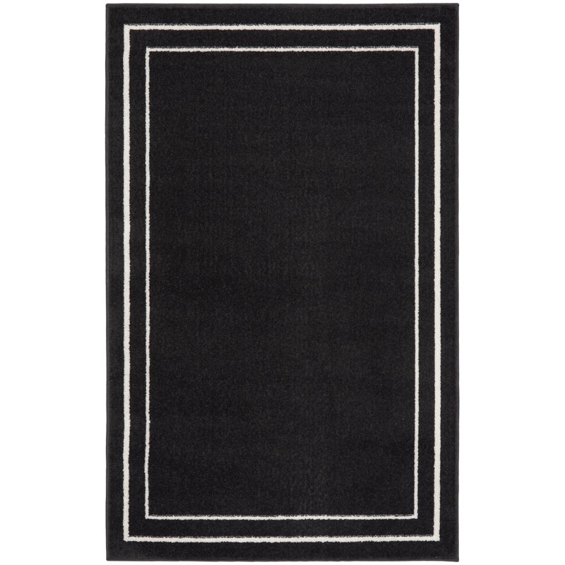 Tapis intérieur / extérieur noir Nourison Essentials Ivory, Tapis de couloir 2 pi x 4 pi
