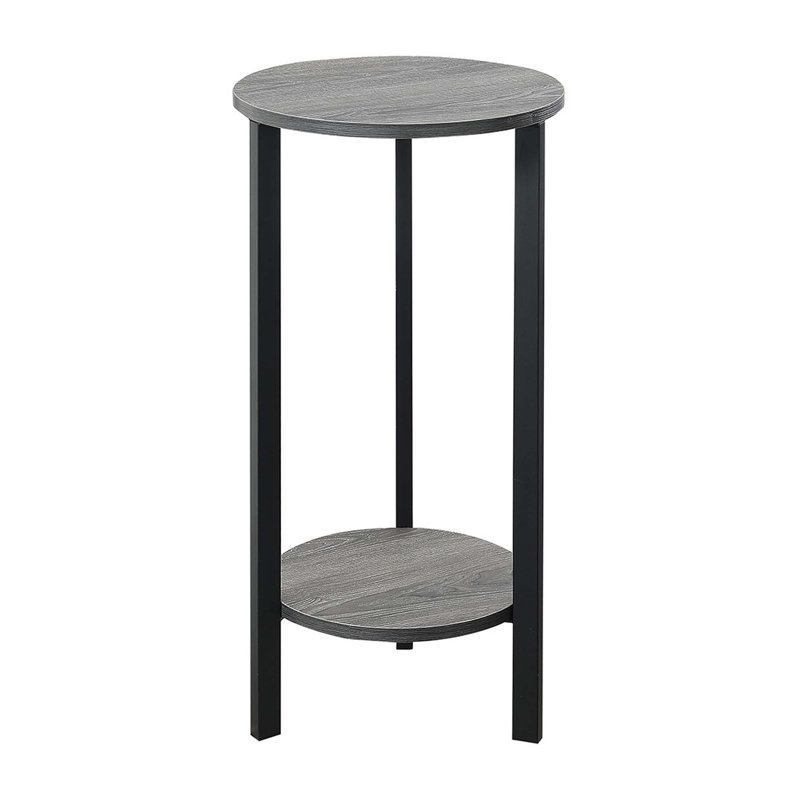 Support à plantes rond Migues, Gris patiné / noir, H 31,5 po x L 15 po x l 15 po
