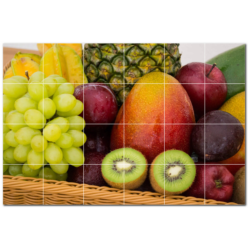 Murale en céramique satinée Fruit Photo 4,25 po x 4,25 po