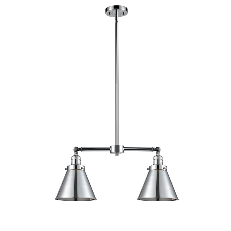 Lustre 2 lumières à abat-jour Donovan, Ampoule DEL 6 watts Vinage, Chrome poli, Chrome poli