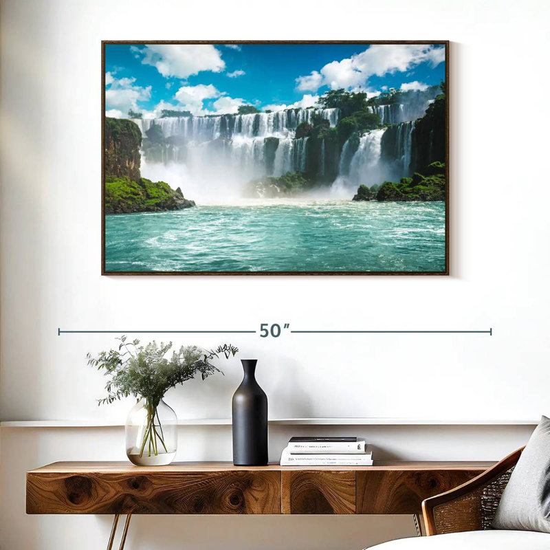 Enchanteresse des chutes d'Iguazu, Cadre flottant noyer, 40 po x 27 po