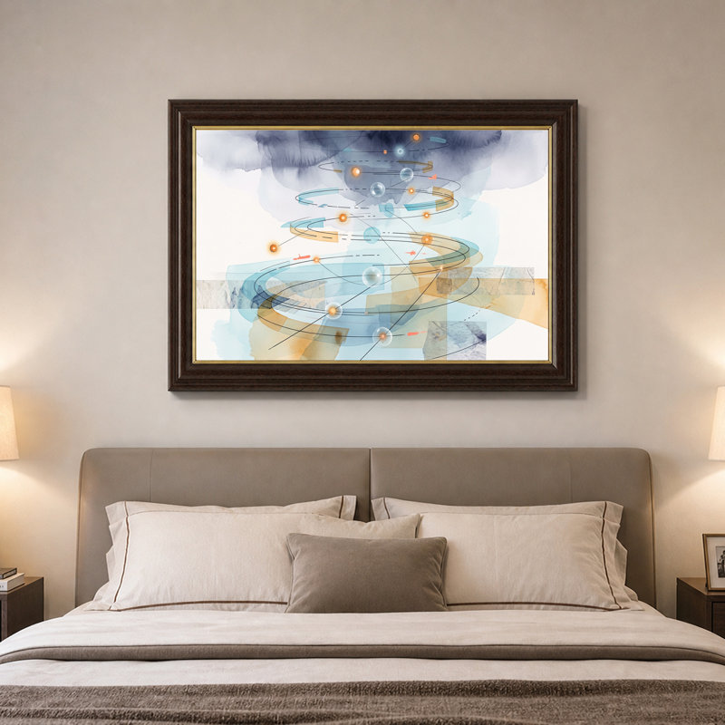 Art mural sur toile spirale bleue et orange, 16"H x 24"W