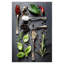 Tapis en polyester tissé à la machine en noir / vert / rouge-599030602
