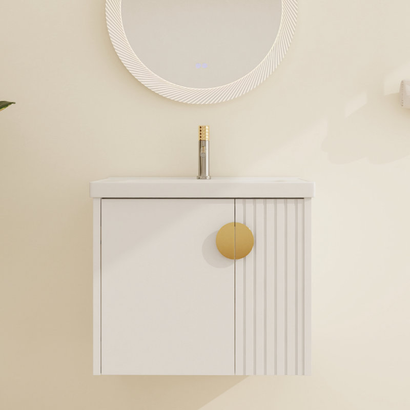 Bratislava 24''Single Sink Wall Mounted Bathroom Vanity,Floating Vanity with 2 Doors and White Ceramic Top, White, 24"