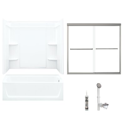 60"" W x 75"" H Frameless Rectangle Sliding Tub & Shower Kit with Towel Bar and Base Included -  Sterling by Kohler, 7132R-5405NC-0