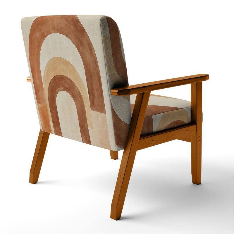 Chaise rembourrée Abstract Boho, Accoudoirs carrés bruns