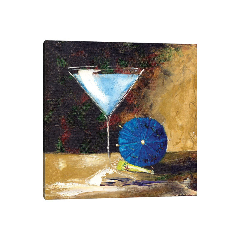 «Blue Martini» par Malenda Trick - peinture sur toile tendue, H 12 po x l 12 po x P 0,75 po