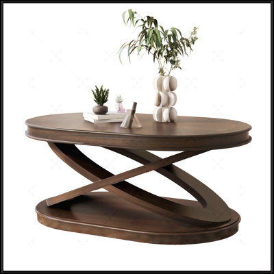 Table basse ovale en bois 44 pouces avec base en forme de X