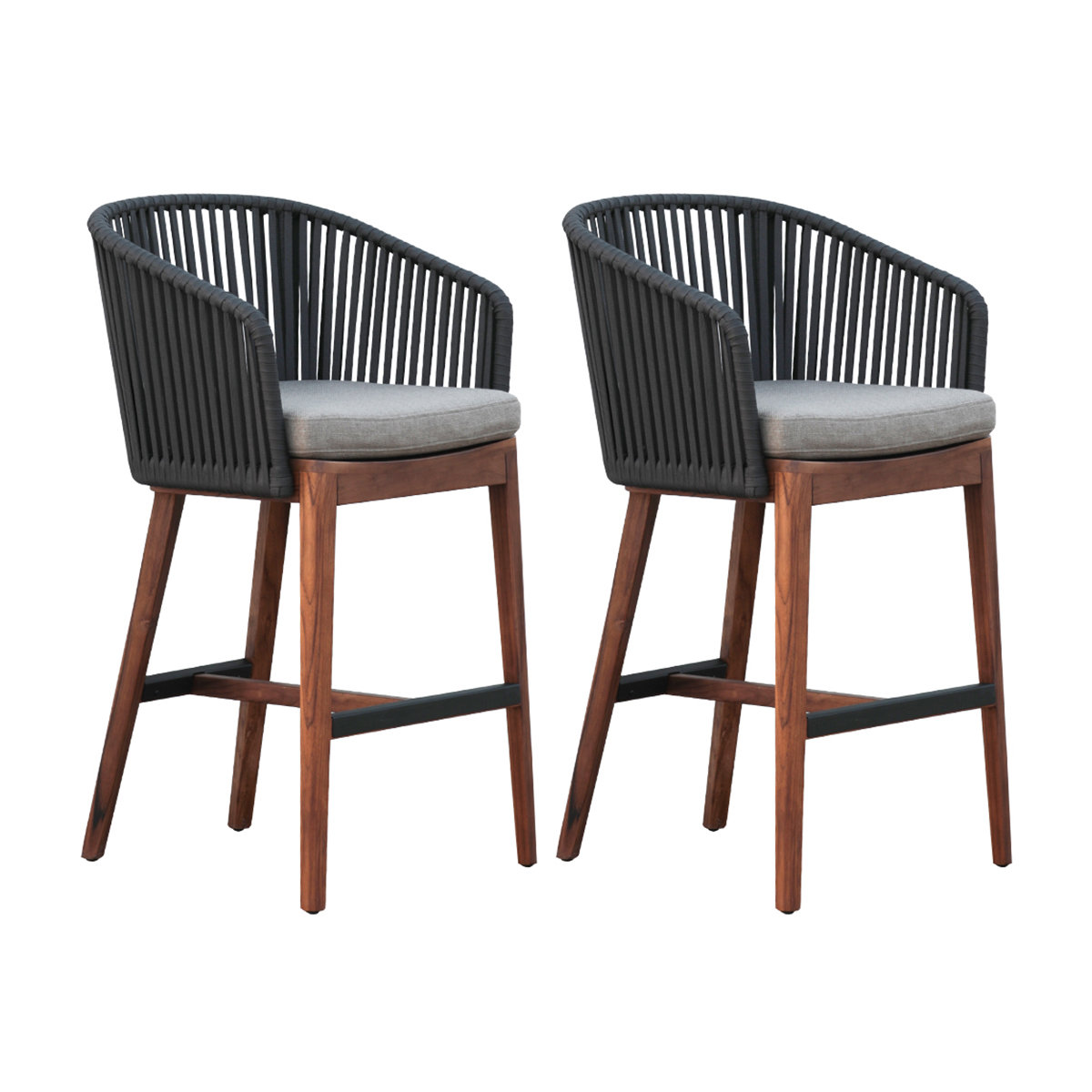 Wayfair Rustic Bar Bayou Breeze Wabi-Sabi Style Wicker Solid Wood Teak Backrest Bar Stoves ...