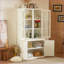 Cabinets, garde-manger rétro blanc cassé avec portes en verre et amp; Rangement à lattes, H 75,25 po x l 36,25 po, panneau de fibres à densité moyenne pour le salon