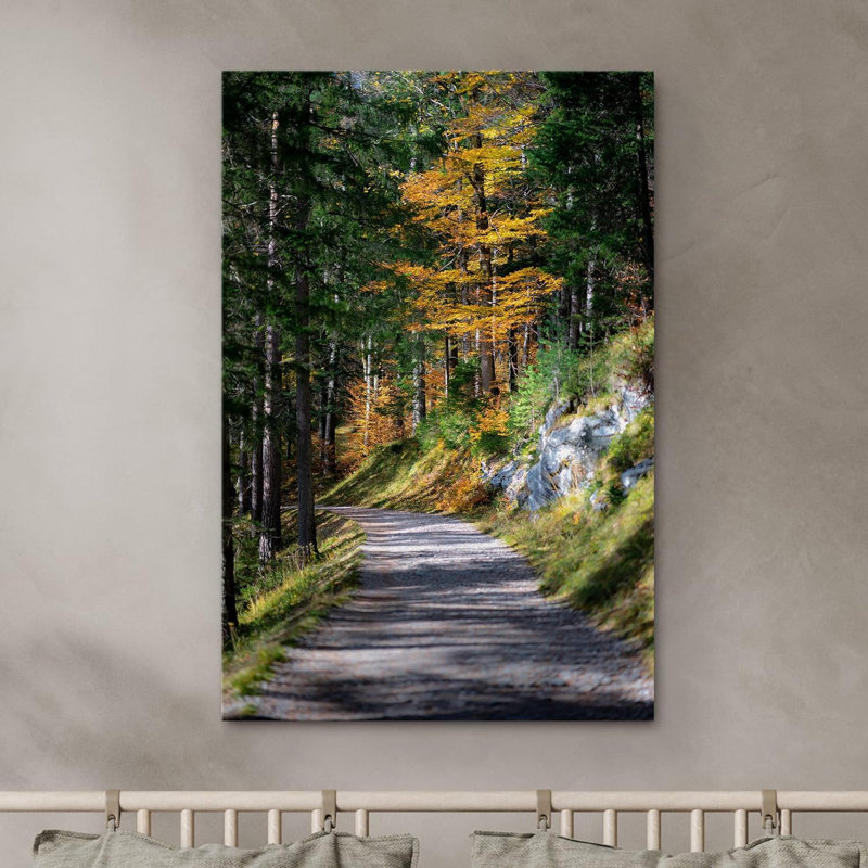 Automne Automne "Sentier de la forêt verte, images d'arbres de la forêt naturelle" sur, Toile tendue, H 18 po x l 12 po