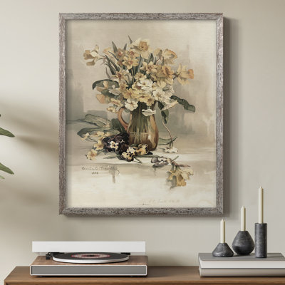 Impression encadrée vintage avec imprimé floral Lxx - bois massif