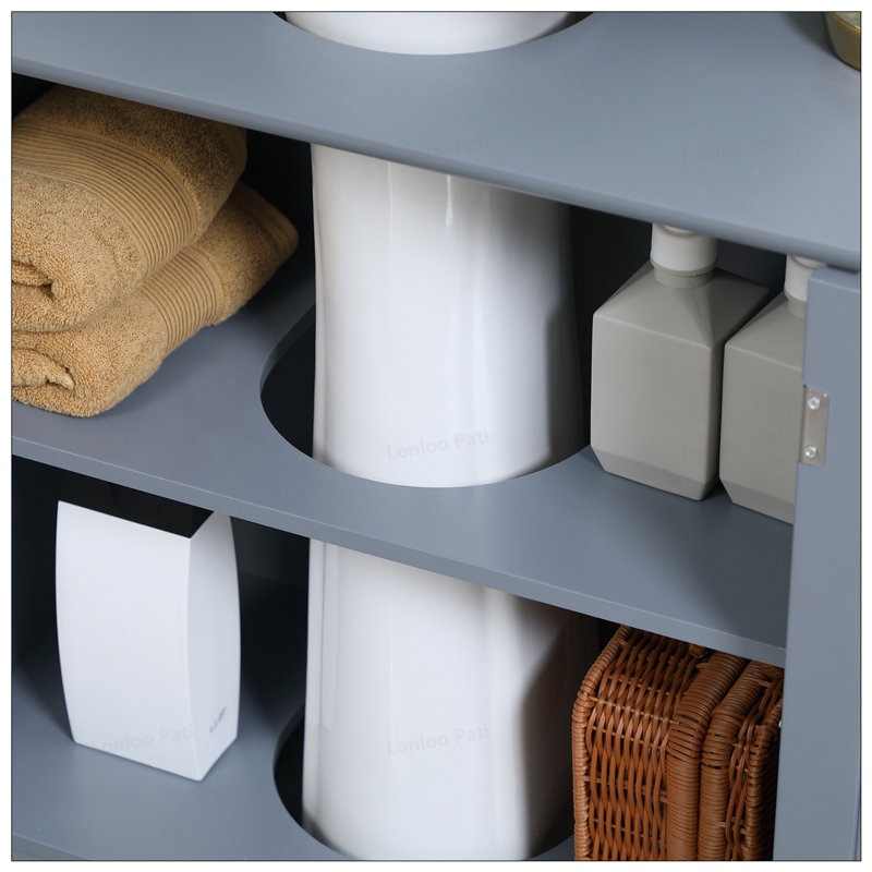 Under Sink Bathroom Cabinet with 2 Doors, Adjustable Shelf, and U-Shaped Design for Maximizing Storage and Space Efficiency, Gray