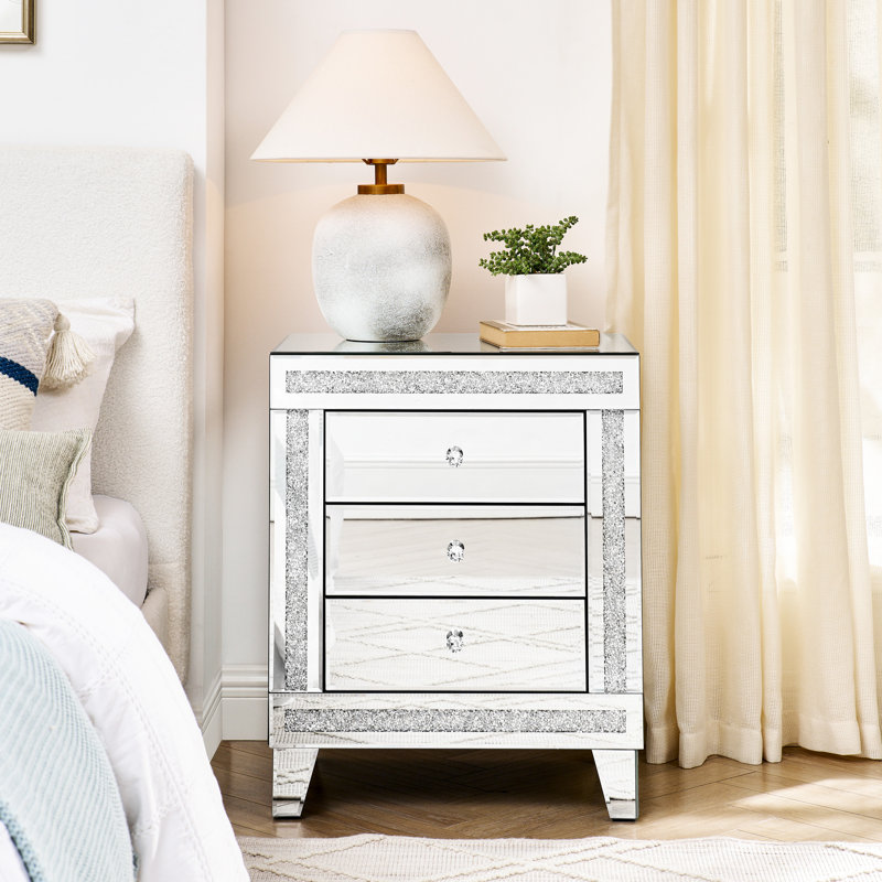 Armoire à miroir 3 argent - 21,5 "x 15,8" 26,8 "rangement multifonctionnel moderne pour la chambre à coucher et le salon