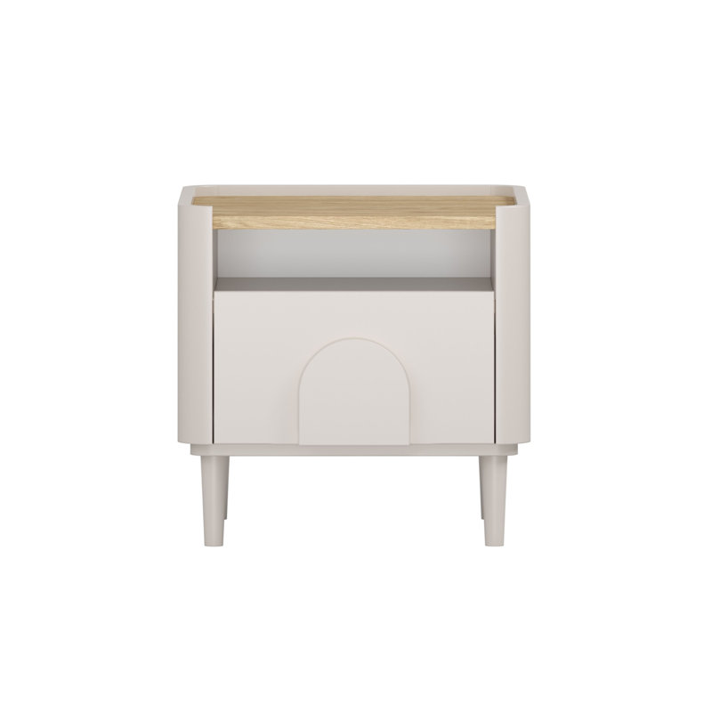 Sadeen 50cm W Manufactured Wood Bedside Table, Beige/Oak