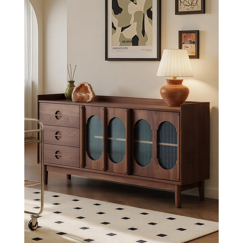 Buffet de rangement en bois franc français rétro, H 31,5 po x l 63 po x P 15,7 po
